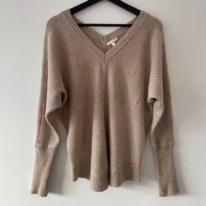 Lisa Todd 70% Merino Wool 30% Cashmere V-neck Rib Knit Sweater Size L